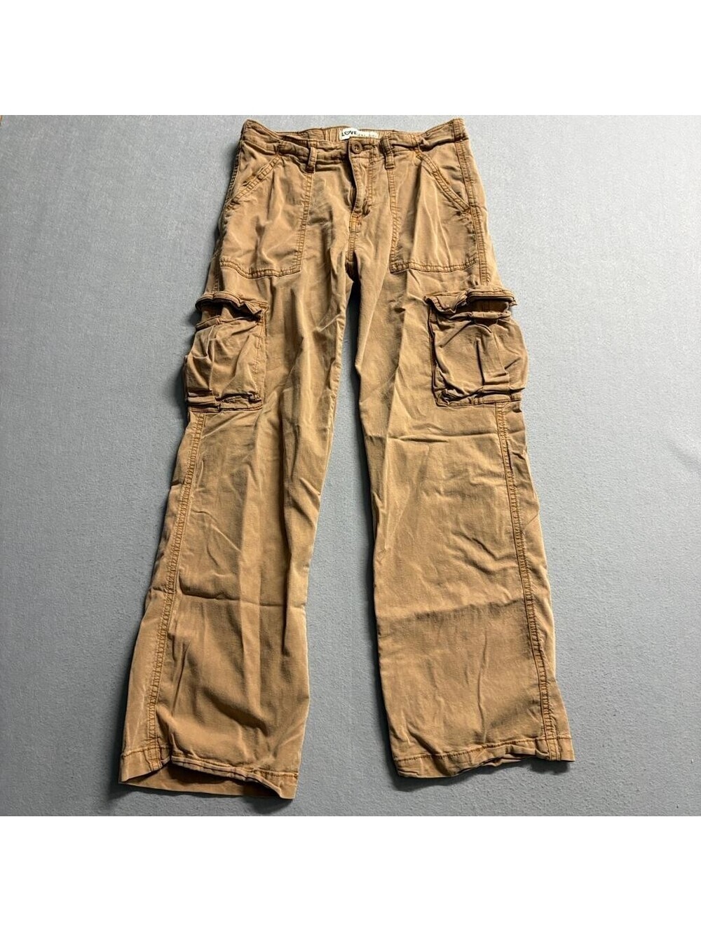 Lovegen Womens Cargo Pants Size 3/27 Brown Tencel Stretch Wide Leg Utility